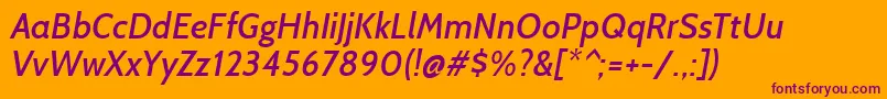 CabinMediumitalic Font – Purple Fonts on Orange Background