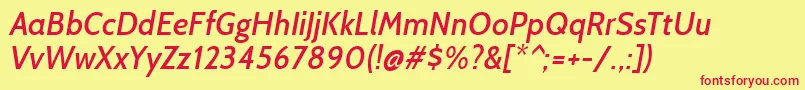 CabinMediumitalic-Schriftart – Rote Schriften auf gelbem Hintergrund
