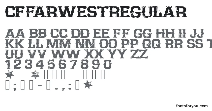 Schriftart CffarwestRegular – Alphabet, Zahlen, spezielle Symbole