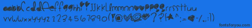 Cookiemonster-Schriftart – Schwarze Schriften auf blauem Hintergrund