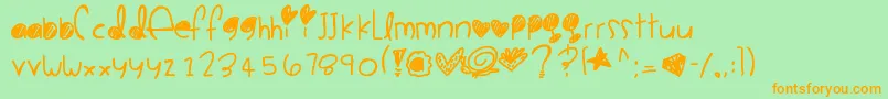 Cookiemonster-Schriftart – Orangefarbene Schriften auf grünem Hintergrund