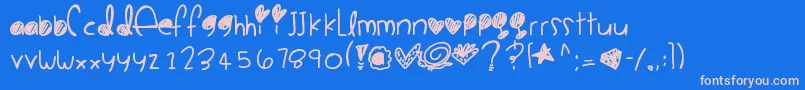 Cookiemonster-Schriftart – Rosa Schriften auf blauem Hintergrund