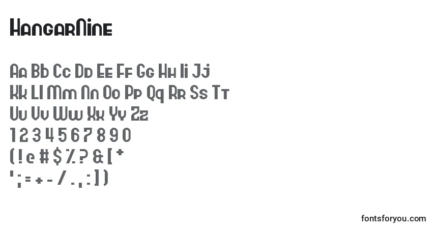 Schriftart HangarNine – Alphabet, Zahlen, spezielle Symbole