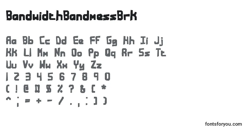 Шрифт BandwidthBandmessBrk – алфавит, цифры, специальные символы