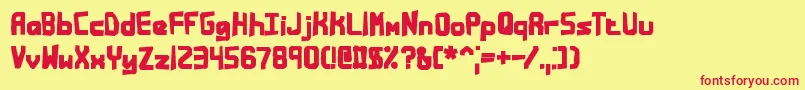 BandwidthBandmessBrk-Schriftart – Rote Schriften auf gelbem Hintergrund