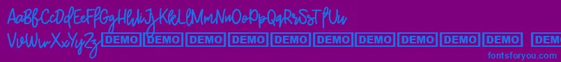 BurstonDemo-fontti – siniset fontit violetilla taustalla