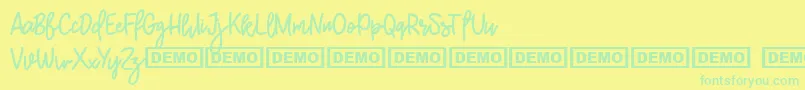 BurstonDemo-fontti – vihreät fontit keltaisella taustalla