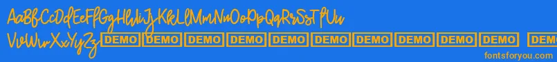 BurstonDemo-fontti – oranssit fontit sinisellä taustalla