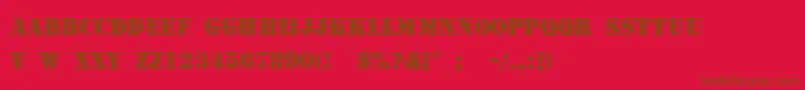 Czcionka StencilThin – brązowe czcionki na czerwonym tle