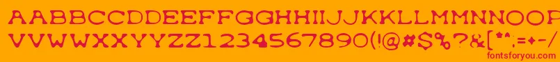 Typewron-Schriftart – Rote Schriften auf orangefarbenem Hintergrund