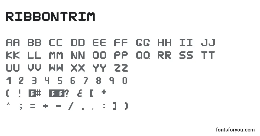 Czcionka RibbonTrim – alfabet, cyfry, specjalne znaki
