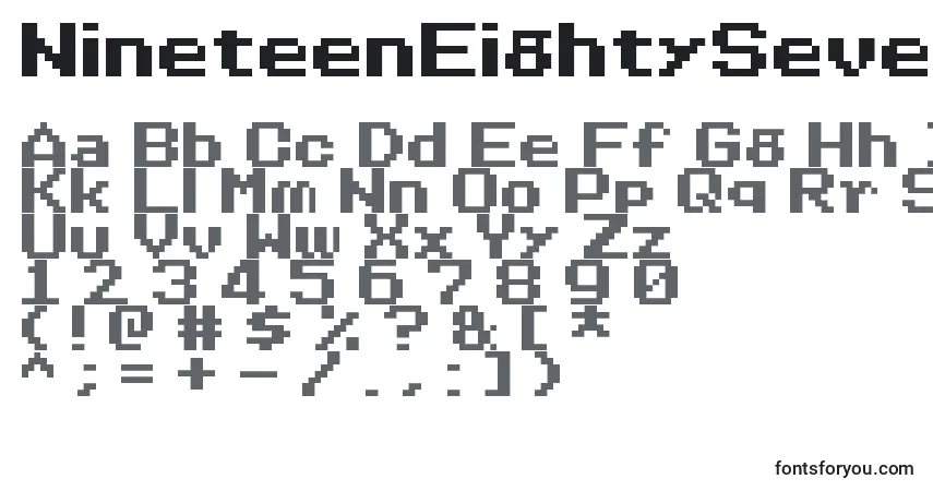 Шрифт NineteenEightySeven – алфавит, цифры, специальные символы