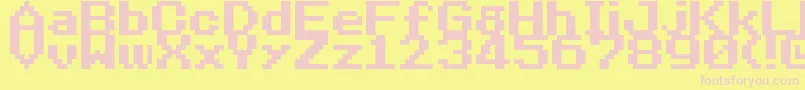 Fonte NineteenEightySeven – fontes rosa em um fundo amarelo