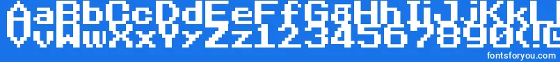 Fonte NineteenEightySeven – fontes brancas em um fundo azul
