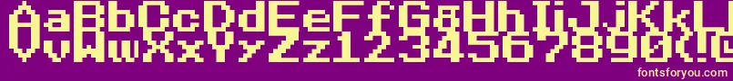 Czcionka NineteenEightySeven – żółte czcionki na fioletowym tle