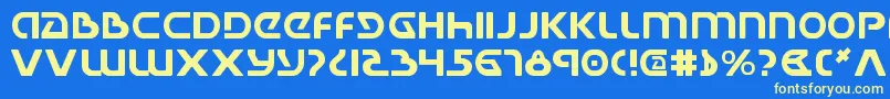 Ujackv2-fontti – keltaiset fontit sinisellä taustalla