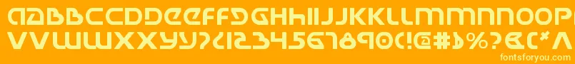 Ujackv2-fontti – keltaiset fontit oranssilla taustalla