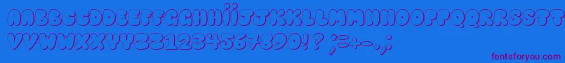 HappyBrownCatShadow Font – Purple Fonts on Blue Background