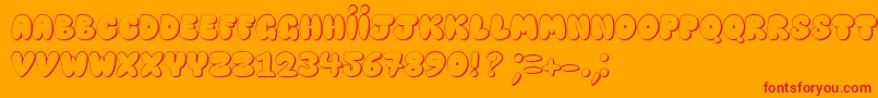 HappyBrownCatShadow Font – Red Fonts on Orange Background