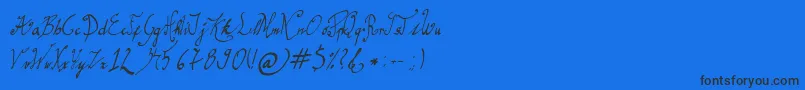 Czcionka GracefulRegular – czarne czcionki na niebieskim tle