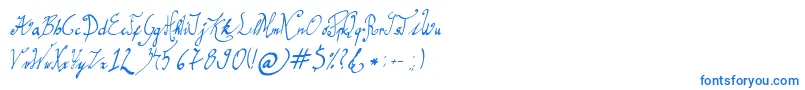 GracefulRegular-Schriftart – Blaue Schriften auf weißem Hintergrund