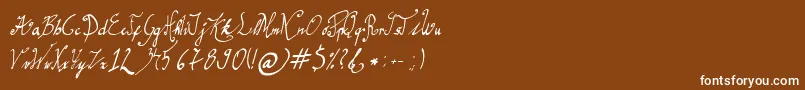 GracefulRegular-fontti – valkoiset fontit ruskealla taustalla