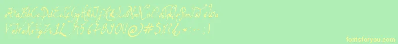 GracefulRegular-Schriftart – Gelbe Schriften auf grünem Hintergrund