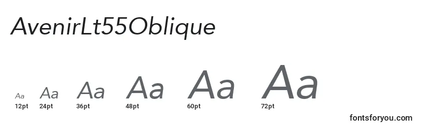 Размеры шрифта AvenirLt55Oblique