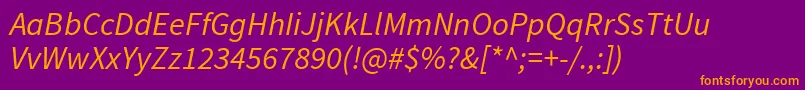 SourcesansproItalic Font – Orange Fonts on Purple Background