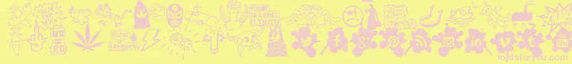 Fonte WcSchlaasss – fontes rosa em um fundo amarelo