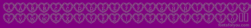 Fonte 101HeartDeco – fontes cinzas em um fundo violeta