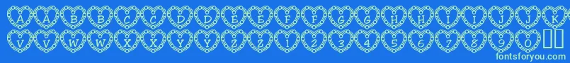 101HeartDeco Font – Green Fonts on Blue Background