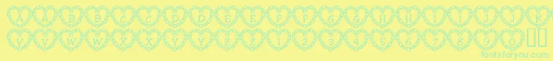 Шрифт 101HeartDeco – зелёные шрифты на жёлтом фоне