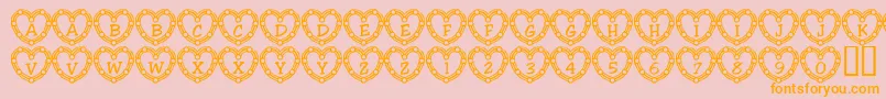 101HeartDeco Font – Orange Fonts on Pink Background