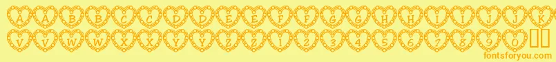 More about 101HeartDeco Font 101HeartDeco Font – Orange Fonts on Yellow Background