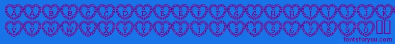 Fonte 101HeartDeco – fontes roxas em um fundo azul