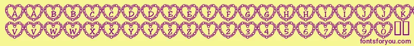 101HeartDeco Font – Purple Fonts on Yellow Background