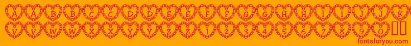 Czcionka 101HeartDeco – czerwone czcionki na pomarańczowym tle