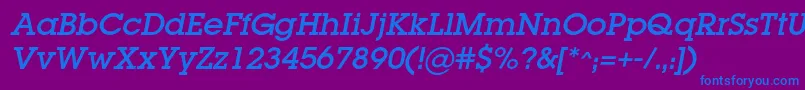 LugacItalic Font – Blue Fonts on Purple Background