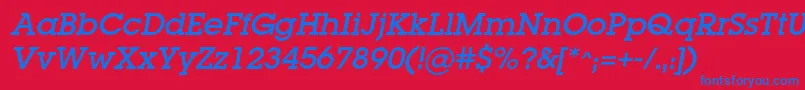 LugacItalic Font – Blue Fonts on Red Background