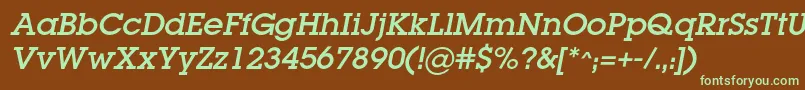 LugacItalic-fontti – vihreät fontit ruskealla taustalla