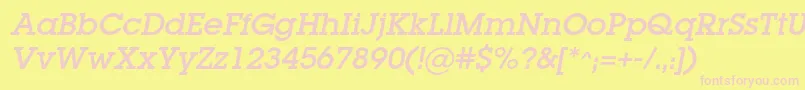 LugacItalic-fontti – vaaleanpunaiset fontit keltaisella taustalla