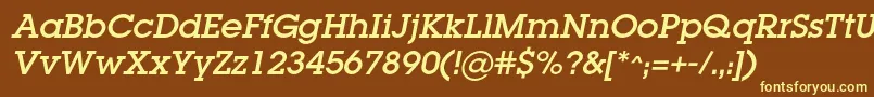 LugacItalic-fontti – keltaiset fontit ruskealla taustalla