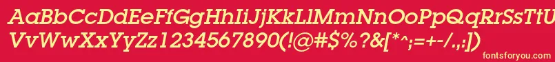 LugacItalic Font – Yellow Fonts on Red Background