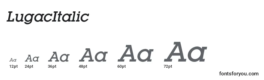 Размеры шрифта LugacItalic