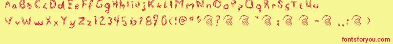 Alterna-Schriftart – Rote Schriften auf gelbem Hintergrund