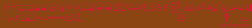 フォントStBajoranAncient – 赤い文字が茶色の背景にあります。