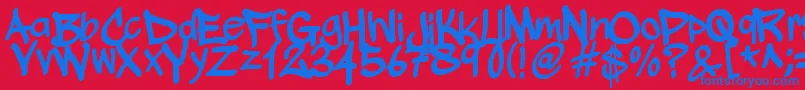 WickhopHandwriting-Schriftart – Blaue Schriften auf rotem Hintergrund
