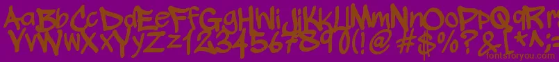 フォントWickhopHandwriting – 紫色の背景に茶色のフォント