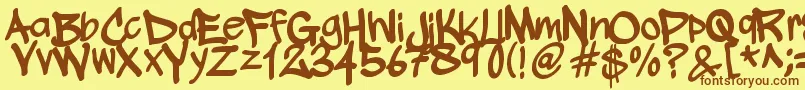 WickhopHandwriting Font – Brown Fonts on Yellow Background